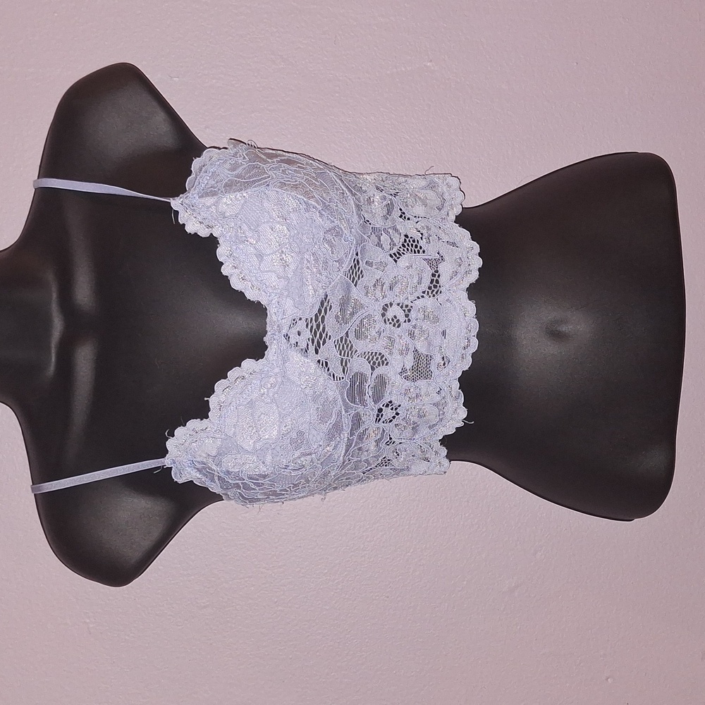 Zara Blue Lace Bandeau with Scalloped Edges